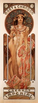  Imperial Painting - Moet and Chandon Cremant Imperial 1899 Czech Art Nouveau distinct Alphonse Mucha
